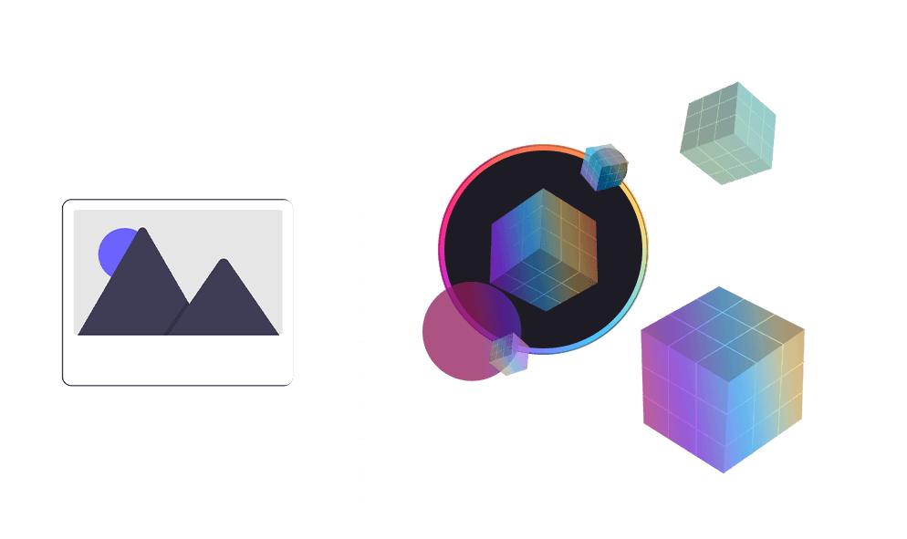 Illustration of preview media and 3D LUT tools like rgb cubes  for creative color grading