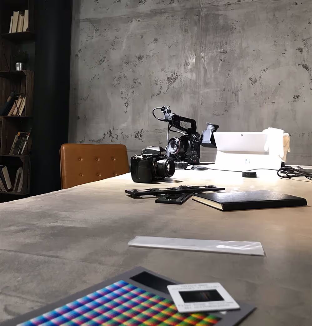 Color.io Headquarters - color science tools, cameras and measuring devices on a table