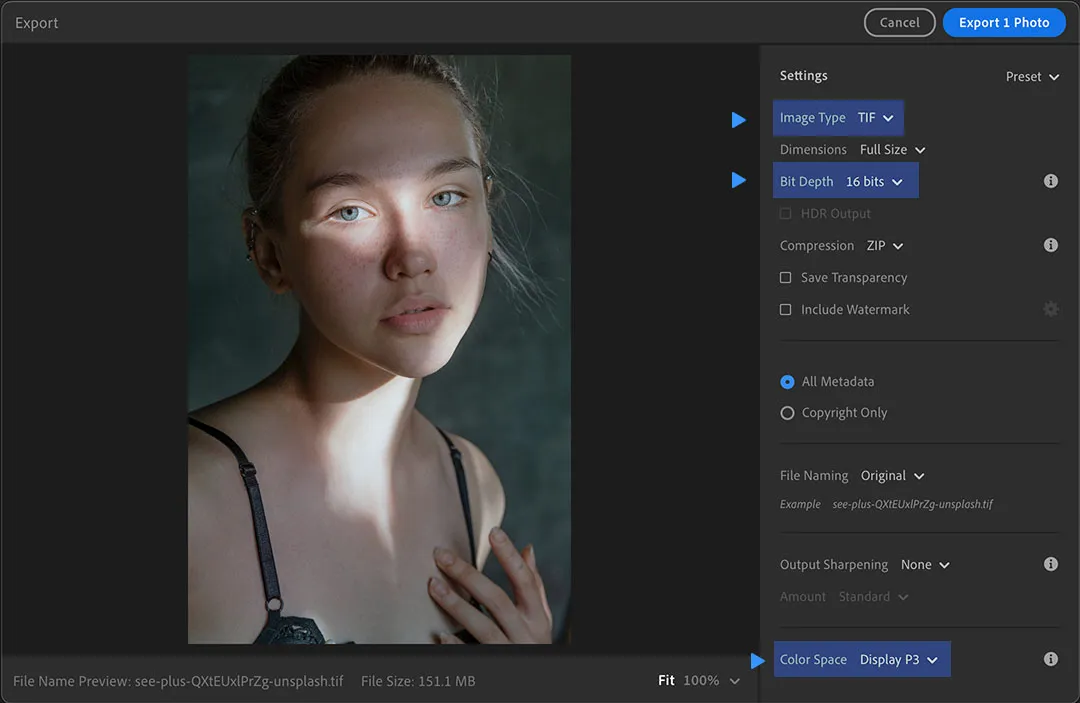 Lightroom Display P3 Export for Color.io