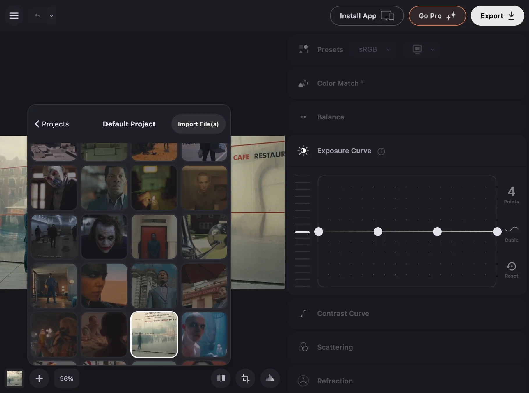 Color.io Photo Editor - Project Panel